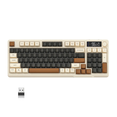 Clavier Gamer Sans Fil Beige Marron - La Planète Gaming