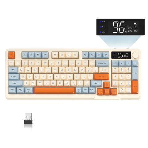 Clavier Gamer Sans Fil Beige Orange - La Planète Gaming