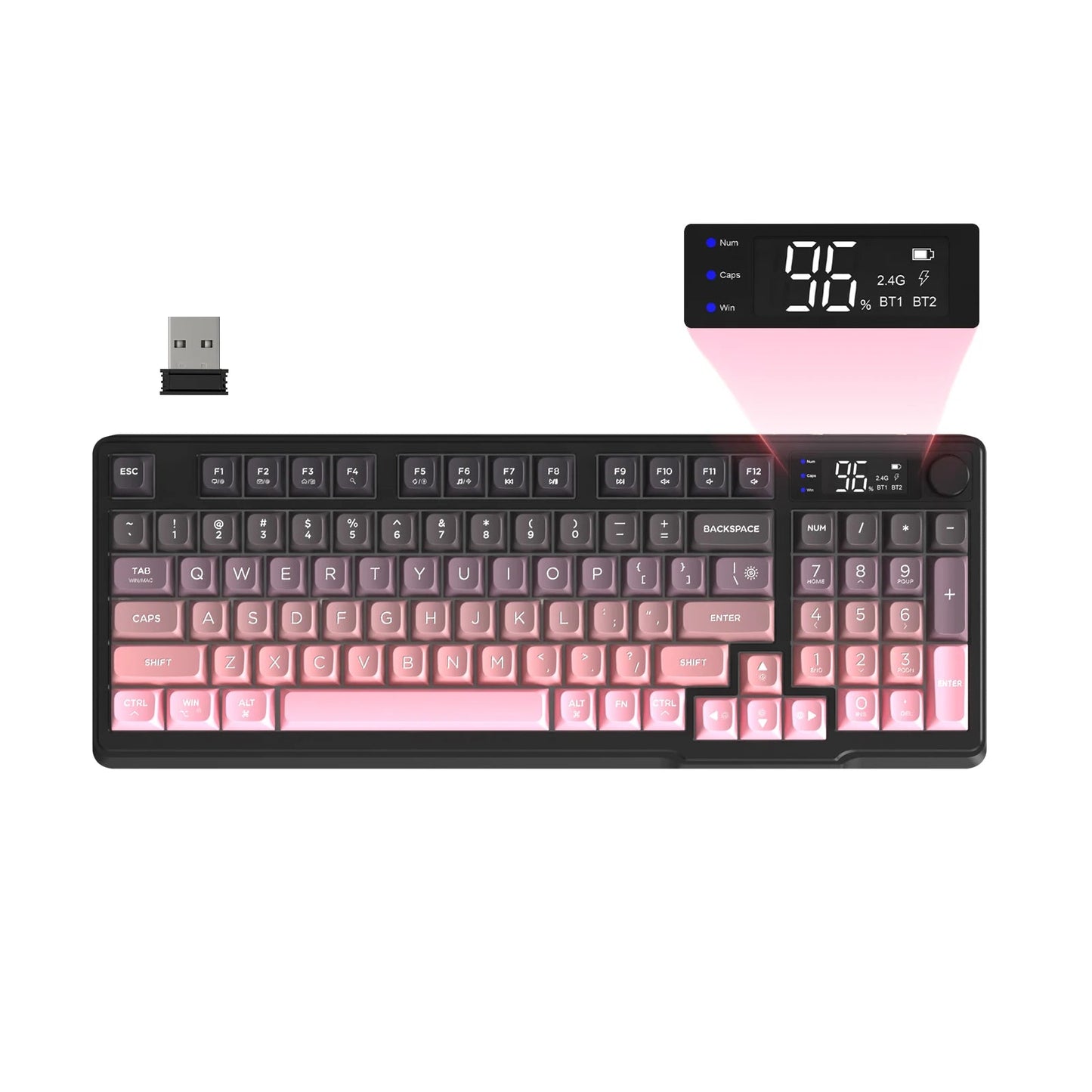 Clavier Gamer Sans Fil Noir Rose Dégradé - La Planète Gaming