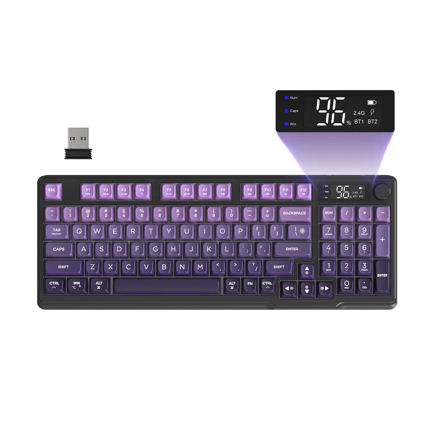 Clavier Gamer Sans Fil Noir Violet - La Planète Gaming