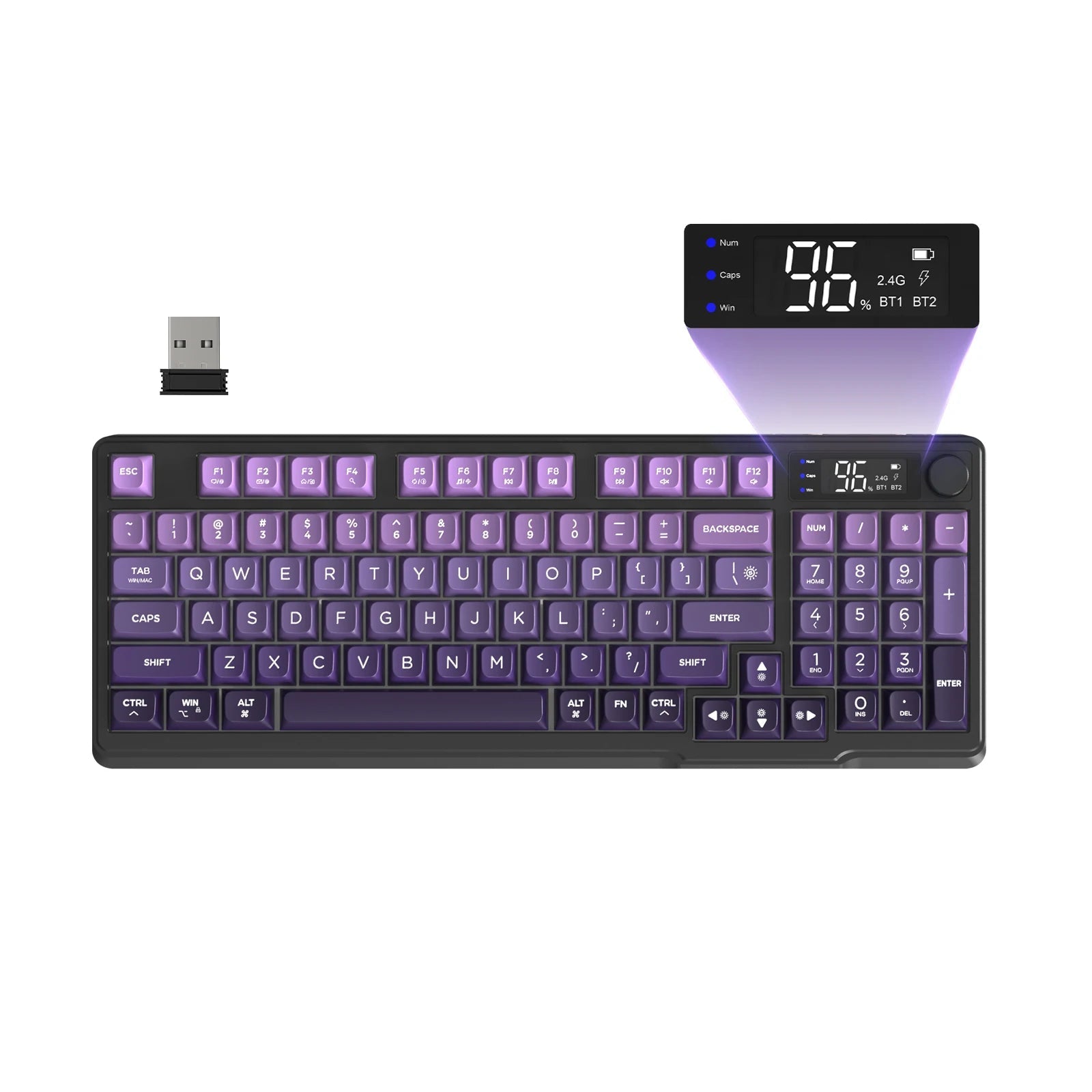 Clavier Gamer Sans Fil Noir Violet - La Planète Gaming