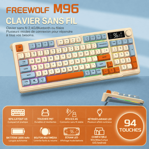 Clavier Gamer Sans Fil Noir Violet - La Planète Gaming