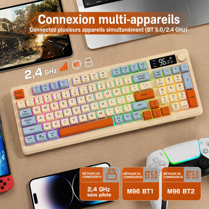 Clavier Gamer Sans Fil Noir Violet - La Planète Gaming