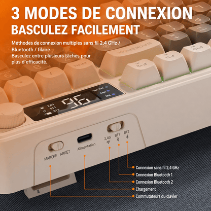 Clavier Gamer Sans Fil Noir Violet - La Planète Gaming