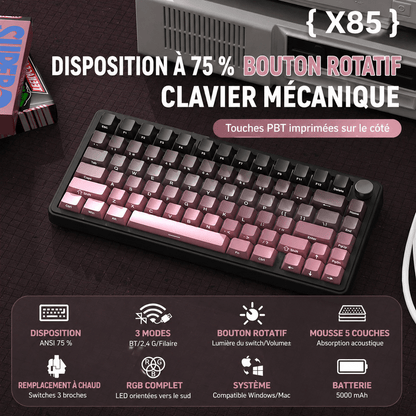 Clavier Gamer Sans Fil Rose Noir Dégradé - La Planète Gaming