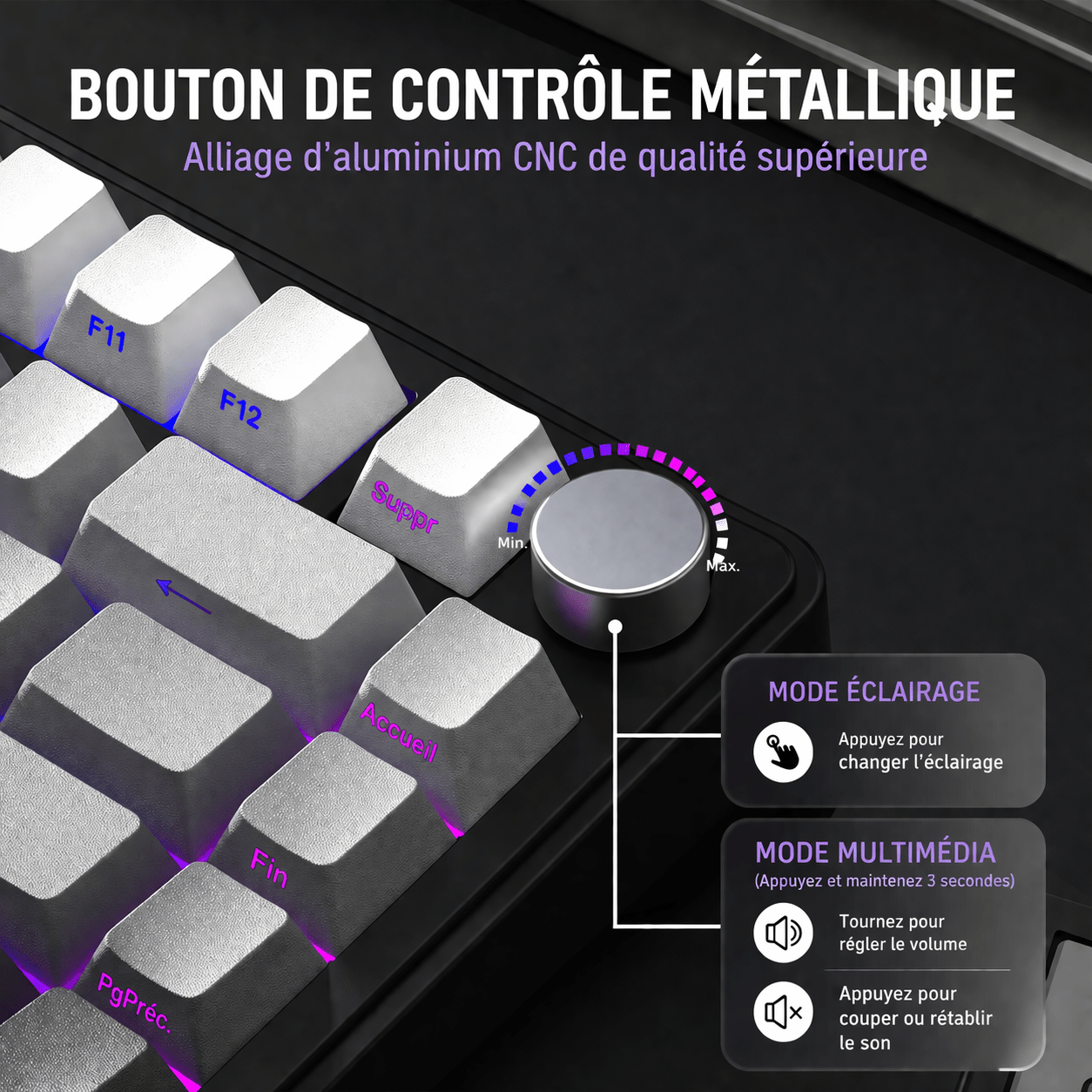 Clavier Gamer Sans Fil Rose Noir Dégradé - La Planète Gaming