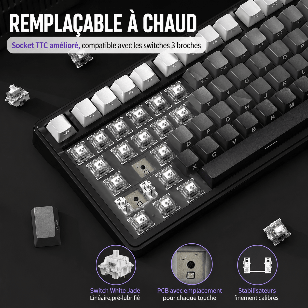 Clavier Gamer Sans Fil Rose Noir Dégradé - La Planète Gaming