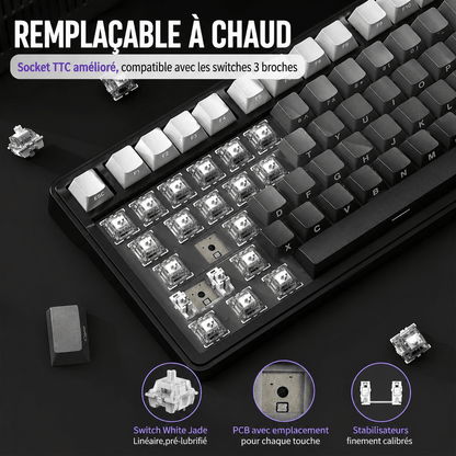 Clavier Gamer Sans Fil Rose Noir Dégradé - La Planète Gaming