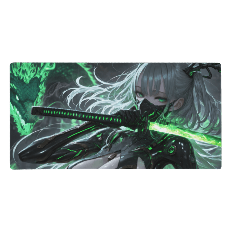 Tapis De Souris Hentai Ninja Émeraude Futuriste - La Planète Gaming