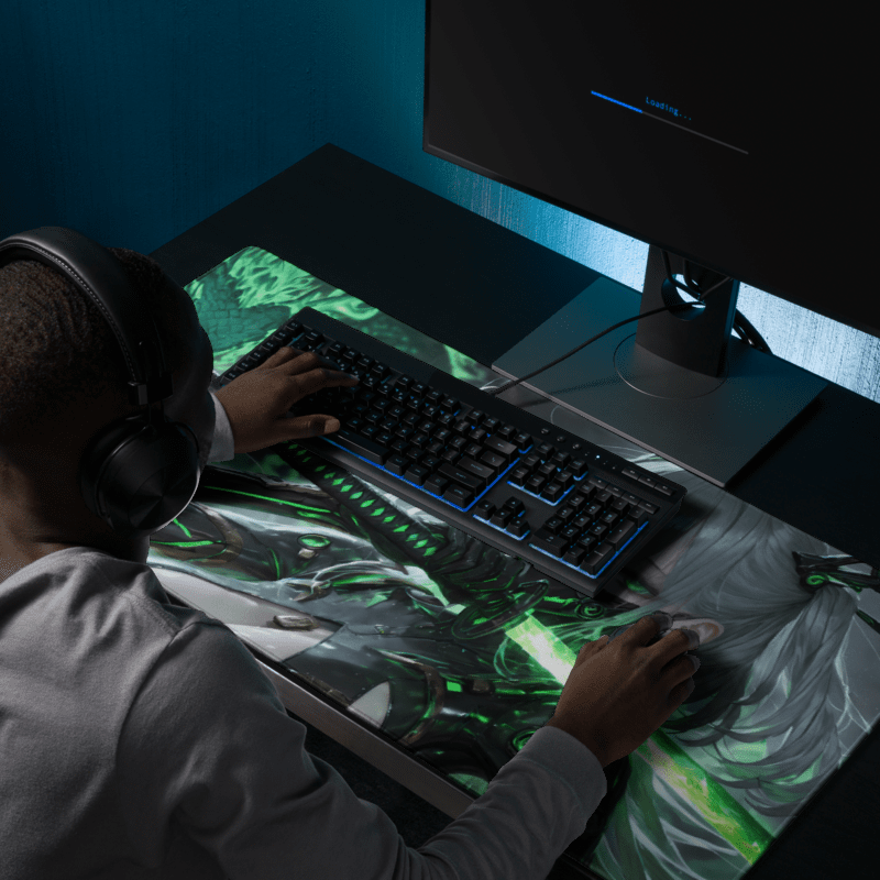 Tapis De Souris Hentai Ninja Émeraude Futuriste - La Planète Gaming