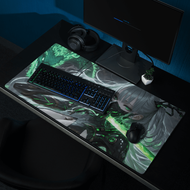 Tapis De Souris Hentai Ninja Émeraude Futuriste - La Planète Gaming