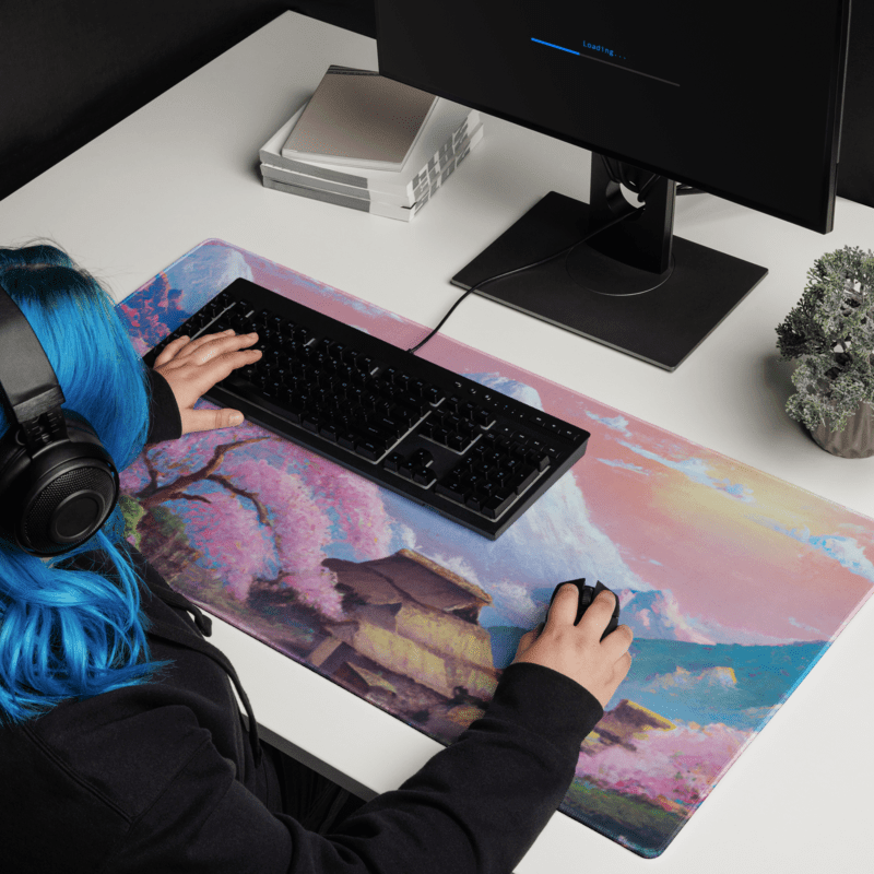 Tapis De Souris Japonais Cerisiers Village Traditionnel - La Planète Gaming