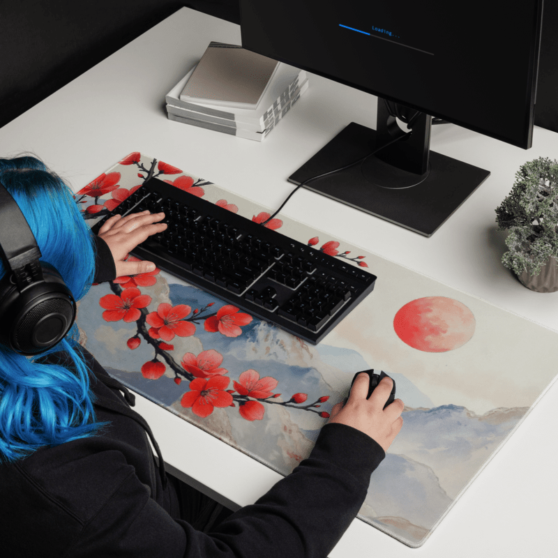 Tapis De Souris Japonais Fleurs De Cerisier Rouge - La Planète Gaming