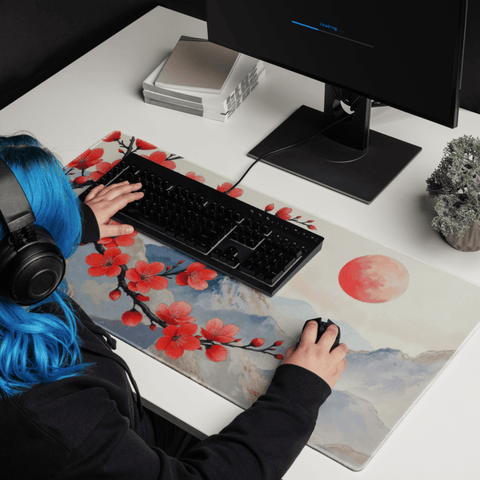 Tapis De Souris Japonais Fleurs De Cerisier Rouge - La Planète Gaming