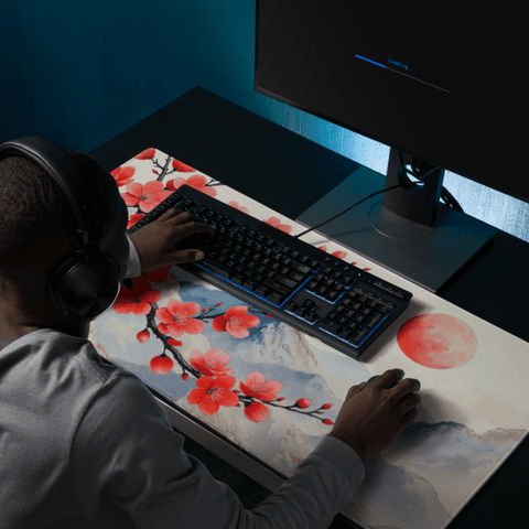 Tapis De Souris Japonais Fleurs De Cerisier Rouge - La Planète Gaming