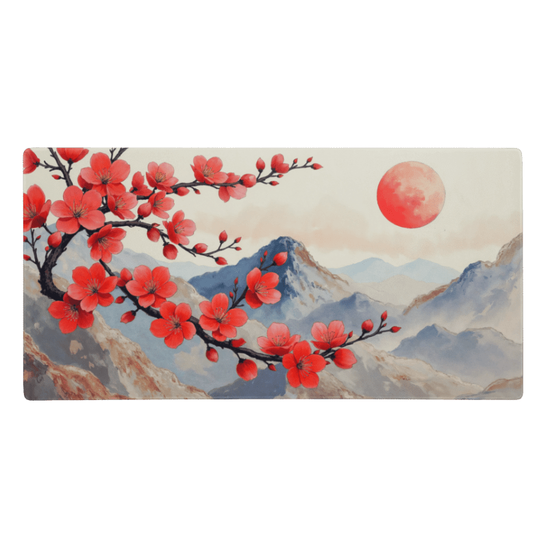 Tapis De Souris Japonais Fleurs De Cerisier Rouge - La Planète Gaming