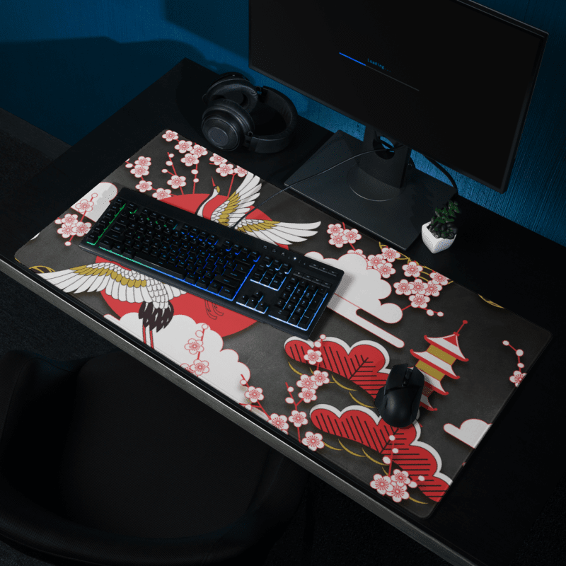 Tapis De Souris Japonais Grues Sakura - La Planète Gaming