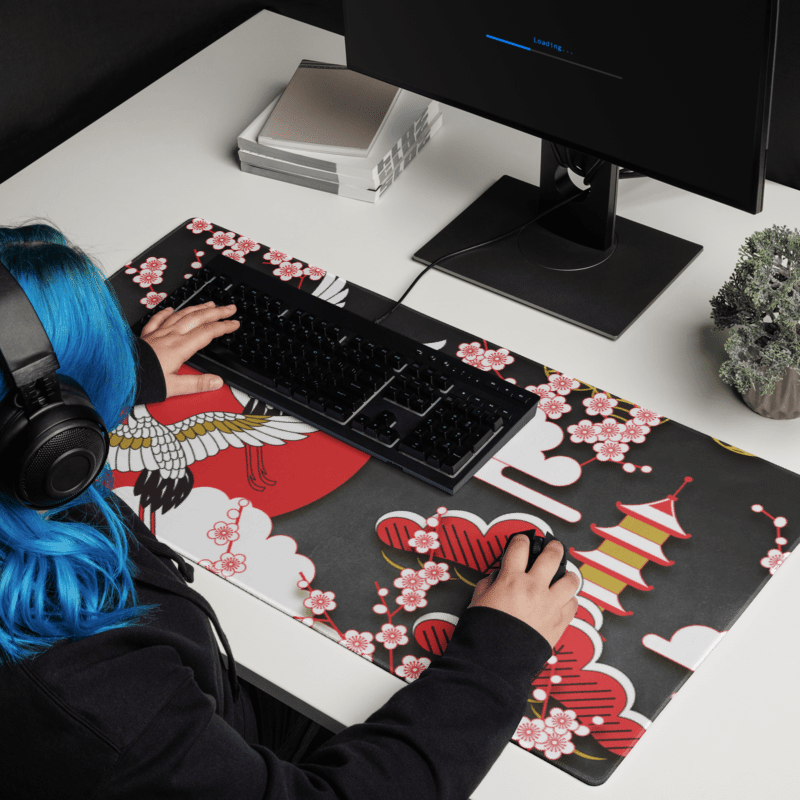 Tapis De Souris Japonais Grues Sakura - La Planète Gaming