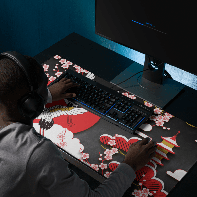Tapis De Souris Japonais Grues Sakura - La Planète Gaming