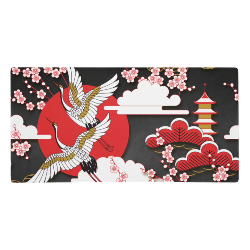 Tapis De Souris Japonais Grues Sakura - La Planète Gaming