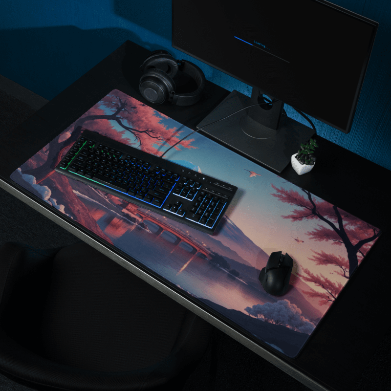 Tapis de Souris Japonais Mont Fuji Pont Illuminé - La Planète Gaming