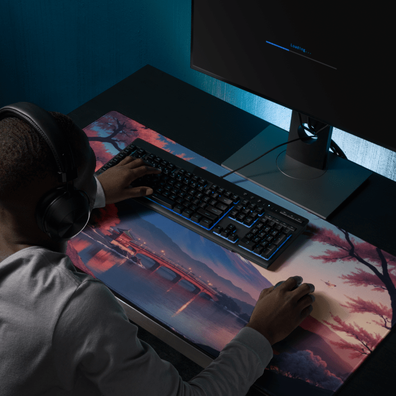 Tapis de Souris Japonais Mont Fuji Pont Illuminé - La Planète Gaming