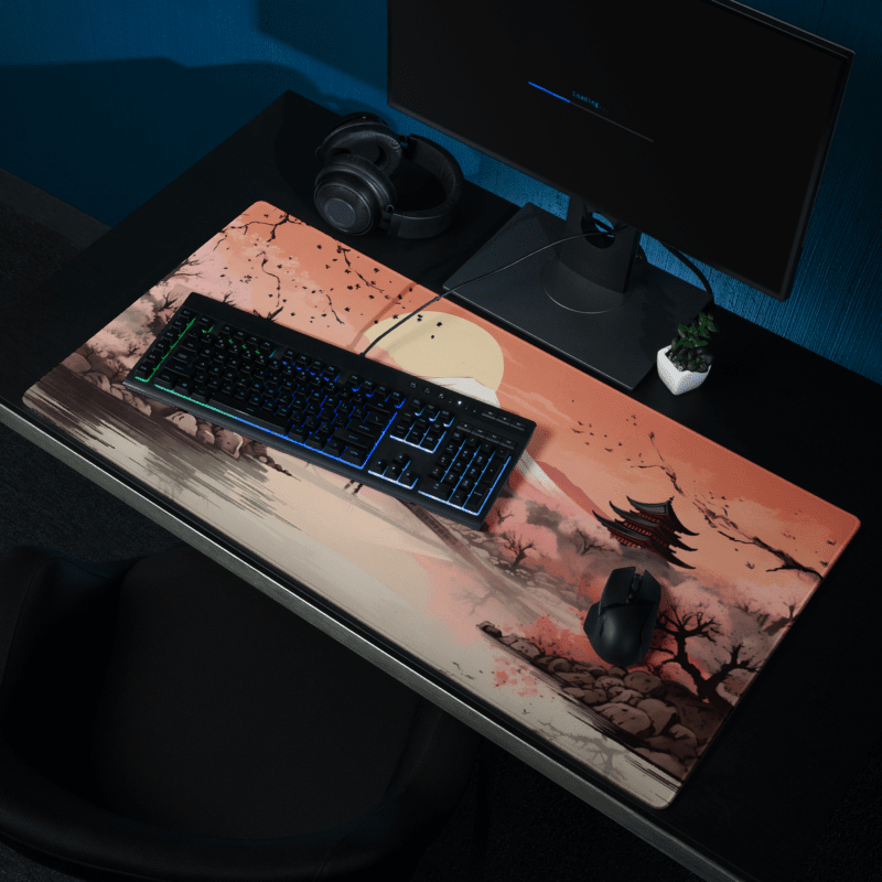 Tapis De Souris Japonais Mont Fuji Soleil Rose - La Planète Gaming