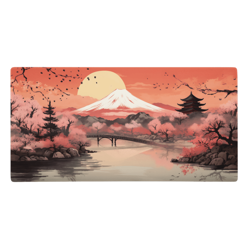 Tapis De Souris Japonais Mont Fuji Soleil Rose - La Planète Gaming