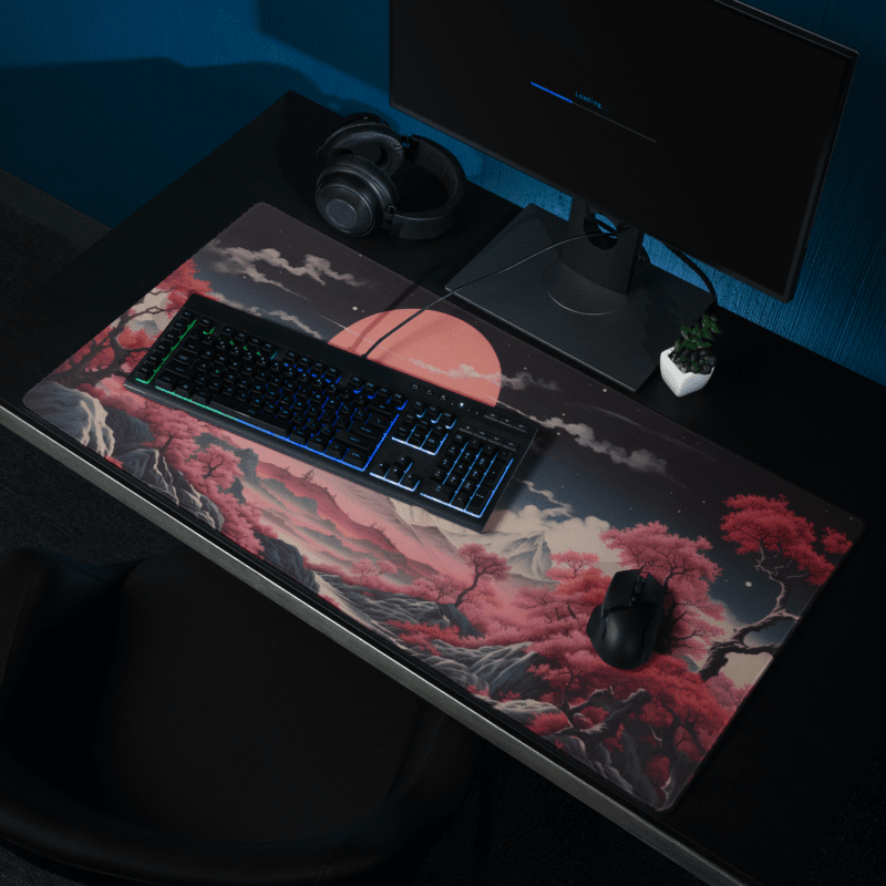 Tapis De Souris Japonais Montagne Cerisiers - La Planète Gaming