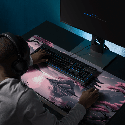 Tapis de Souris Japonais Pagode Cerisiers - La Planète Gaming