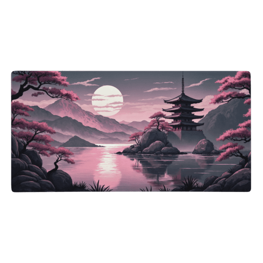 Tapis de Souris Japonais Pagode Cerisiers - La Planète Gaming