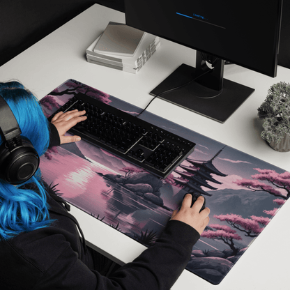 Tapis de Souris Japonais Pagode Cerisiers - La Planète Gaming