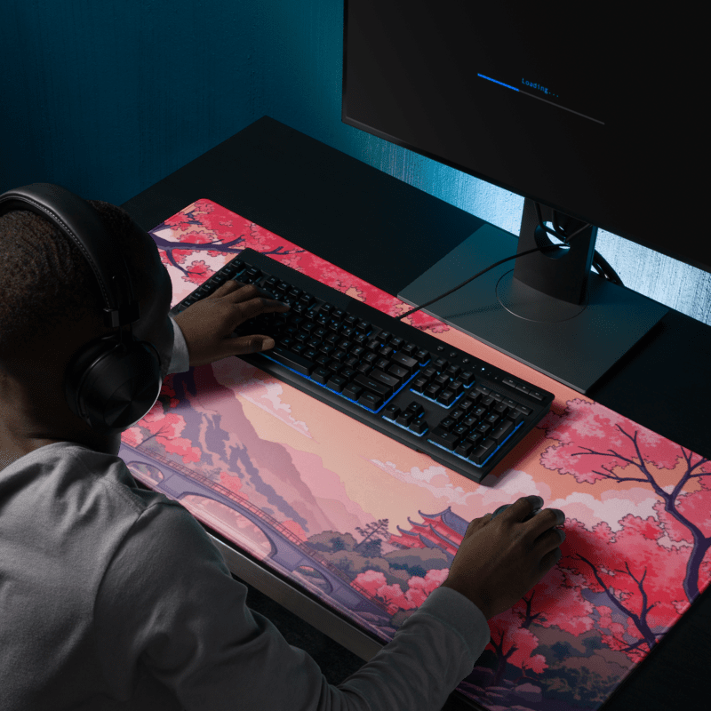 Tapis de Souris Japonais Paysage Cerisiers - La Planète Gaming