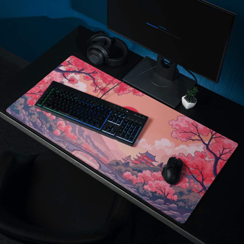 Tapis de Souris Japonais Paysage Cerisiers - La Planète Gaming