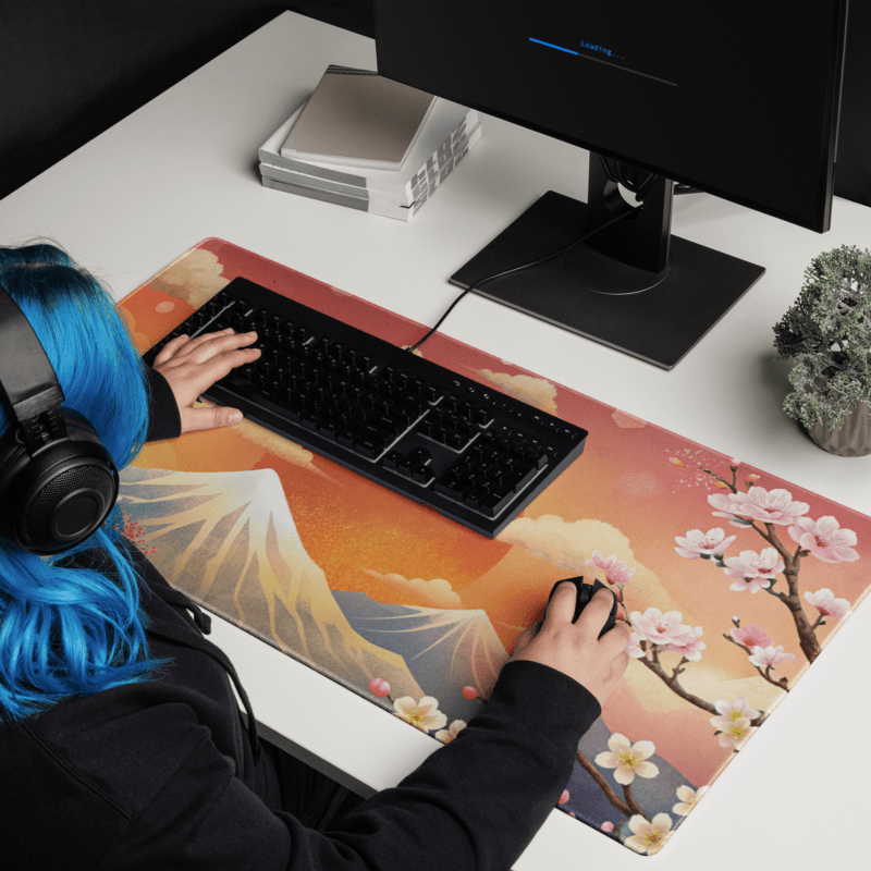 Tapis De Souris Japonais Paysage Mont Fuji Cerisiers - La Planète Gaming