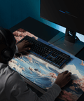 Tapis De Souris Japonais Paysage Vagues Cerisiers - La Planète Gaming