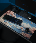 Tapis De Souris Japonais Paysage Vagues Cerisiers - La Planète Gaming