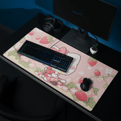 Tapis De Souris Kawai Chaton Rose Fraise - La Planète Gaming