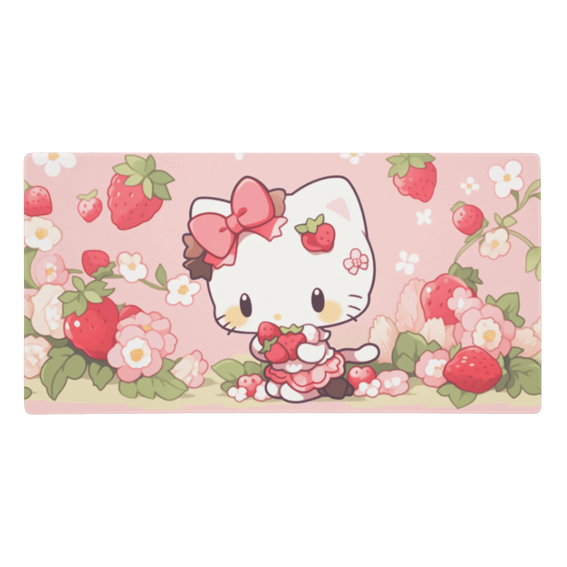 Tapis De Souris Kawai Chaton Rose Fraise - La Planète Gaming