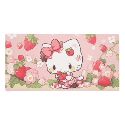Tapis De Souris Kawai Chaton Rose Fraise - La Planète Gaming