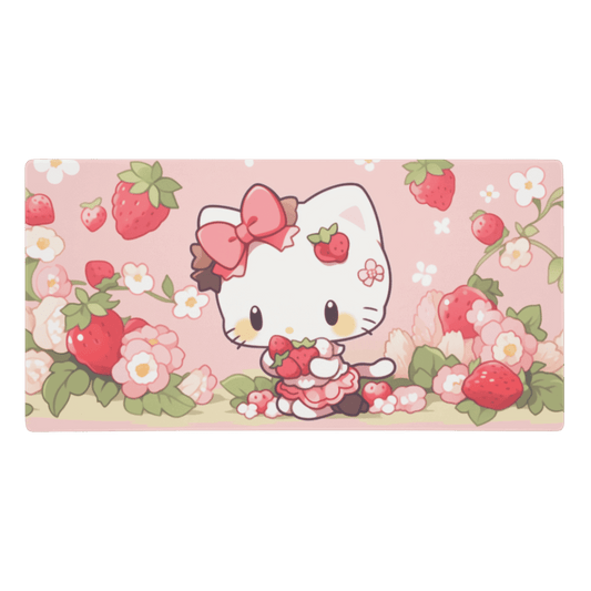 Tapis De Souris Kawai Chaton Rose Fraise - La Planète Gaming
