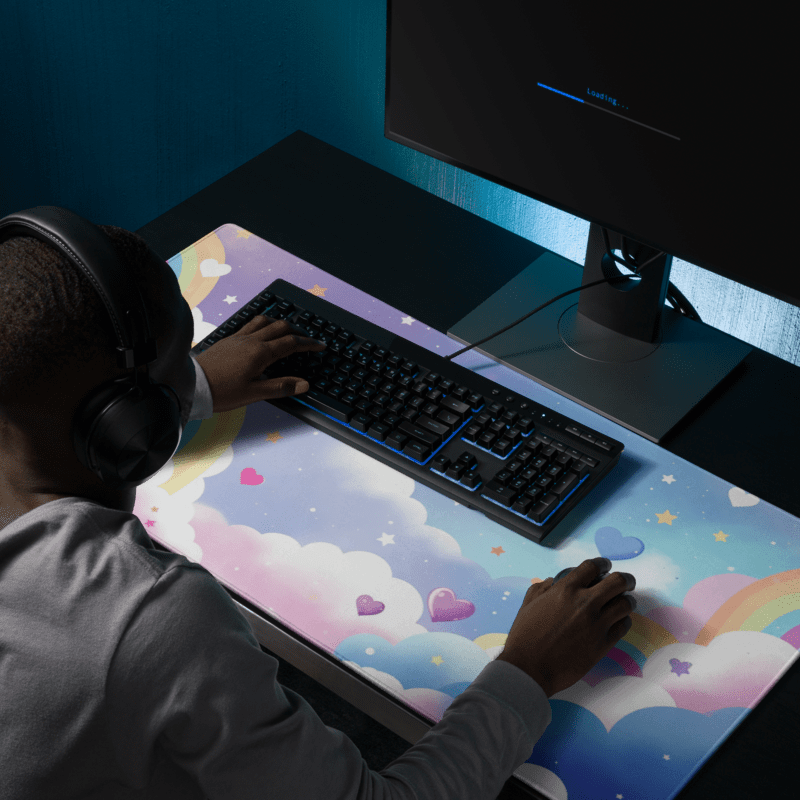 Tapis De Souris Kawaii Arc-en-Ciel et Nuages Féeriques - La Planète Gaming