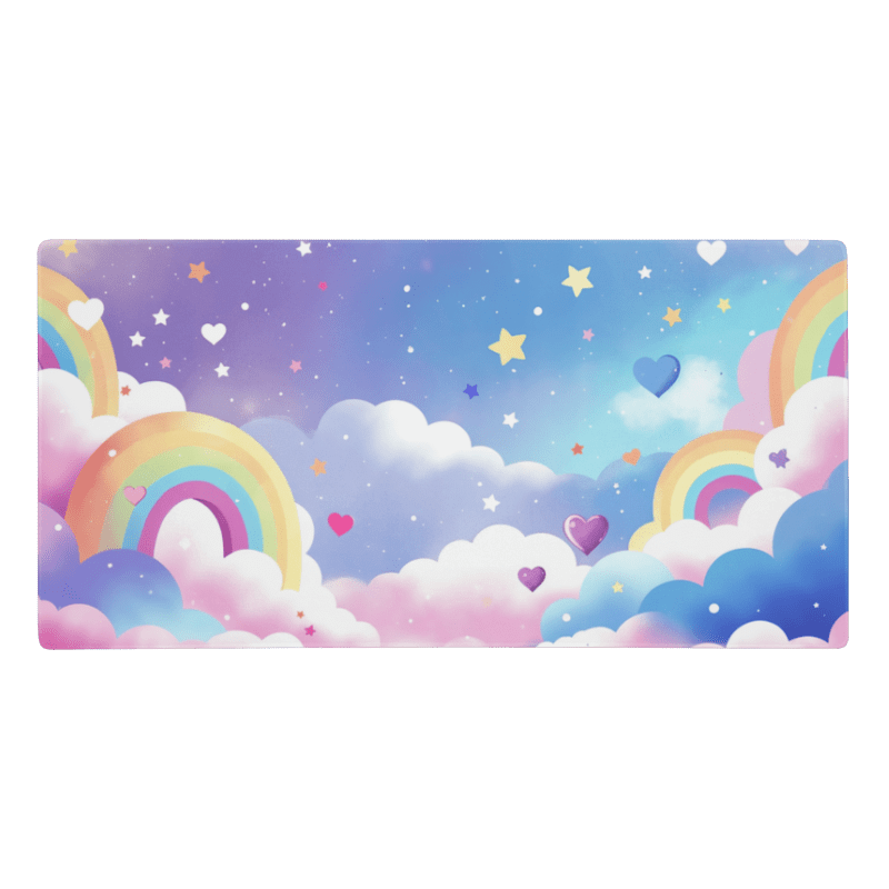 Tapis De Souris Kawaii Arc-en-Ciel et Nuages Féeriques - La Planète Gaming