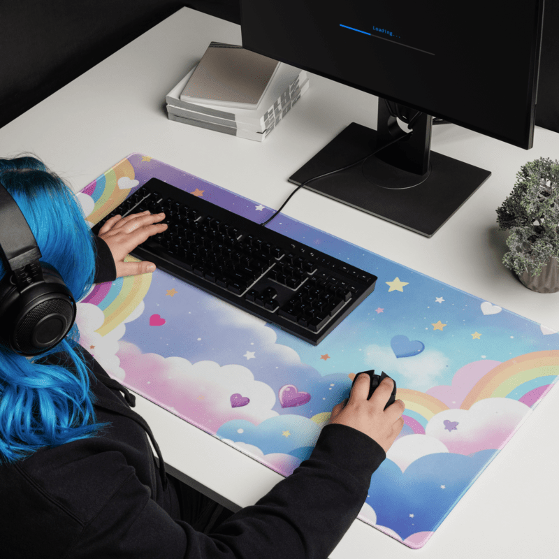 Tapis De Souris Kawaii Arc-en-Ciel et Nuages Féeriques - La Planète Gaming