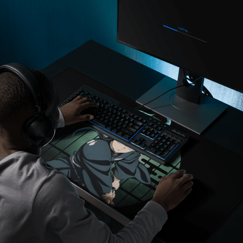 Tapis De Souris Manga Démon Guerrier Mèches Turquoise - La Planète Gaming