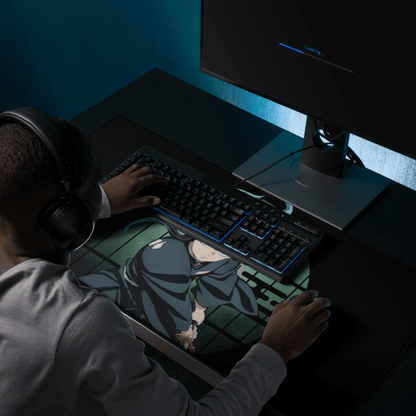 Tapis De Souris Manga Démon Guerrier Mèches Turquoise - La Planète Gaming