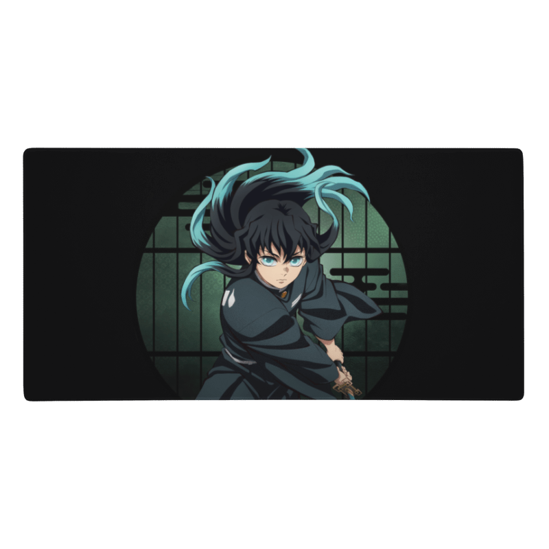 Tapis De Souris Manga Démon Guerrier Mèches Turquoise - La Planète Gaming