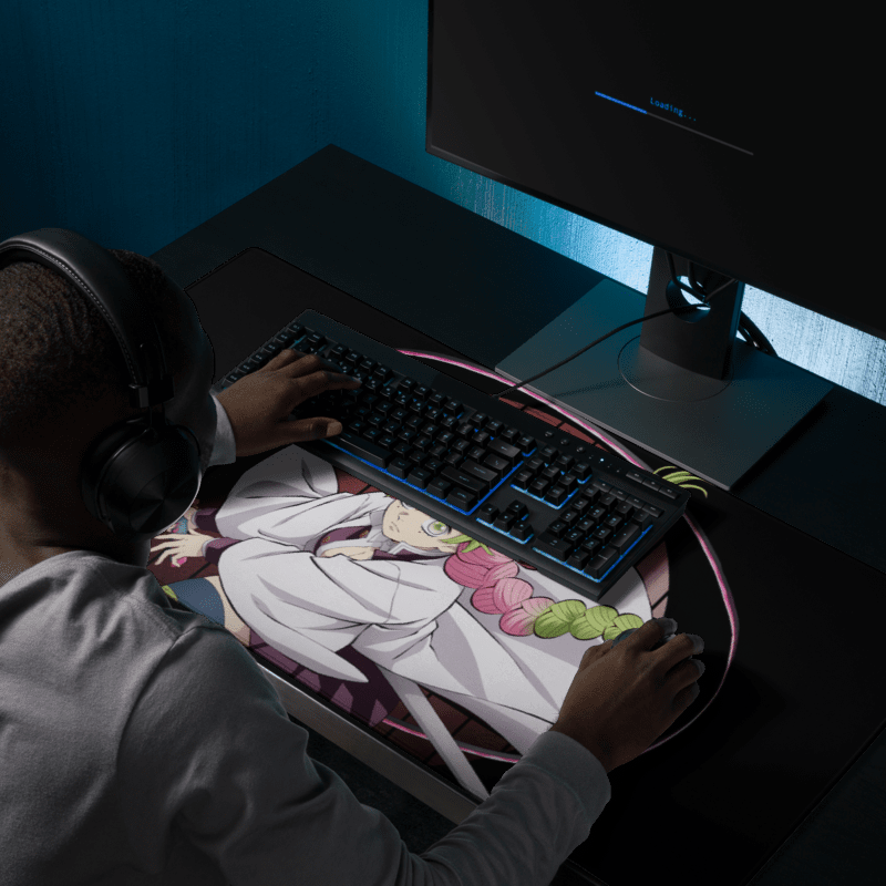 Tapis De Souris Manga Démon Guerrière Tresses Roses Vertes - La Planète Gaming