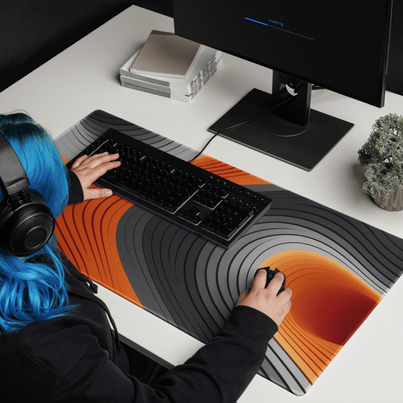 Tapis De Souris Original Géométrique Orange et Gris - La Planète Gaming