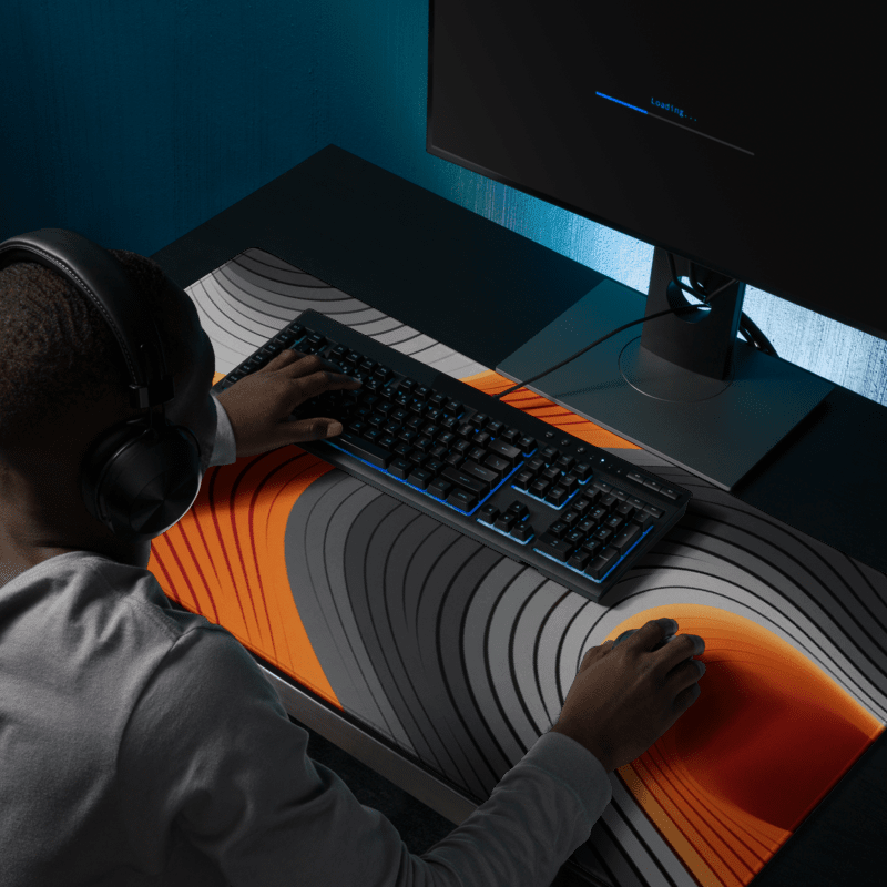 Tapis De Souris Original Géométrique Orange et Gris - La Planète Gaming